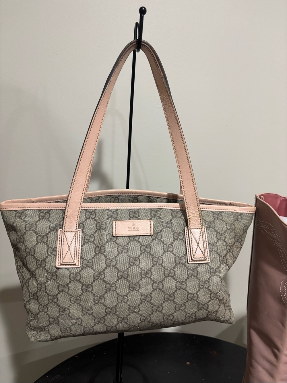 Gucci Pink Joy Tote Bag & BCBGeneration Pink Leather Cowboy Boots Size 8 Bundle - Picture 3 of 14